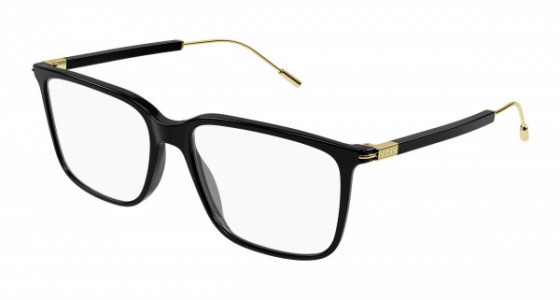 Gucci GG1273O Eyeglasses, 001 - BLACK with GOLD temples and TRANSPARENT lenses