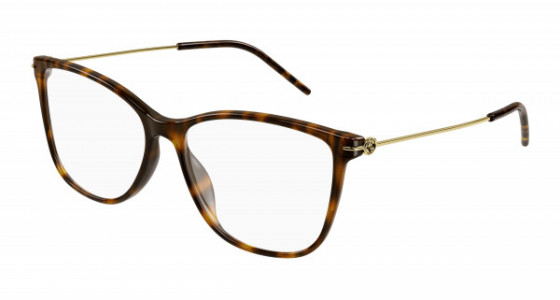 Gucci GG1272O Eyeglasses, 002 - HAVANA with GOLD temples and TRANSPARENT lenses