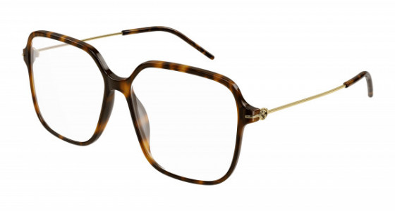 Gucci GG1271O Eyeglasses, 002 - HAVANA with GOLD temples and TRANSPARENT lenses