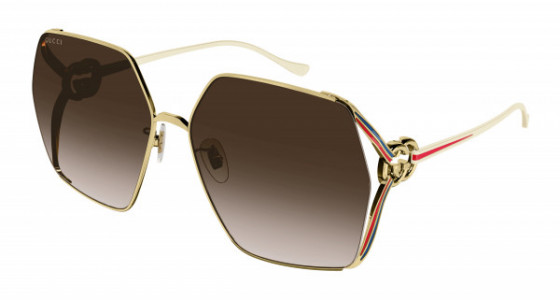 Gucci GG1322SA Sunglasses, 002 - GOLD with IVORY temples and BROWN lenses