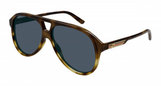 Gucci GG1286S Sunglasses, 004 - HAVANA with BLUE lenses