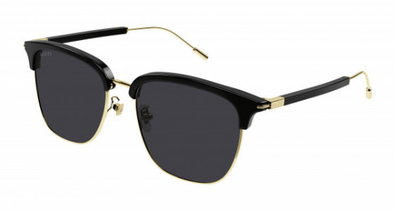 Gucci GG1275SA Sunglasses, 001 - BLACK with GOLD temples and GREY lenses