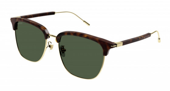 Gucci GG1275SA Sunglasses, 002 - HAVANA with GOLD temples and GREEN lenses