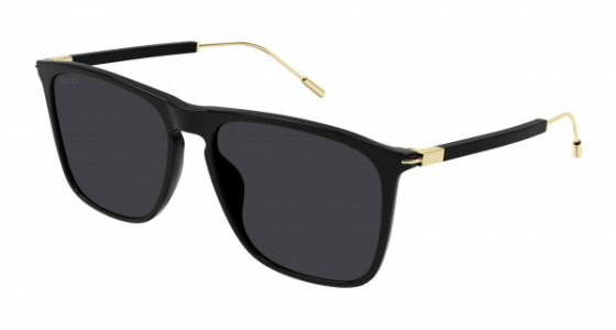 Gucci GG1269S Sunglasses, 001 - BLACK with GOLD temples and GREY lenses