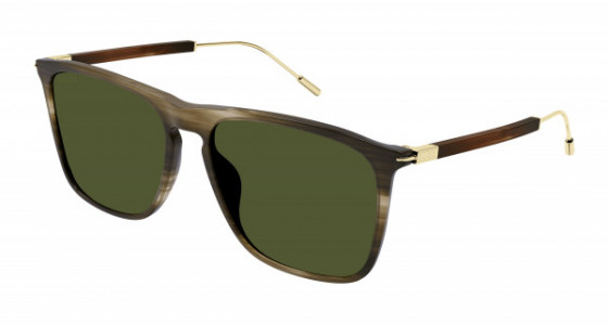 Gucci GG1269S Sunglasses, 003 - HAVANA with GOLD temples and GREEN lenses