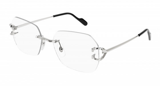 Cartier CT0416O Eyeglasses, 002 - SILVER with TRANSPARENT lenses