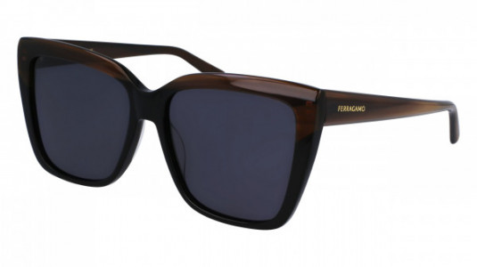 Ferragamo SF1102S Sunglasses, (217) STRIPED BROWN/BLACK