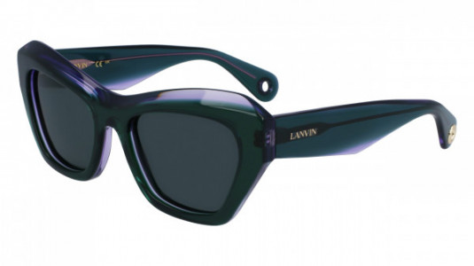 Lanvin LNV663S Sunglasses, (304) TRANSPARENT GREEN/LILAC