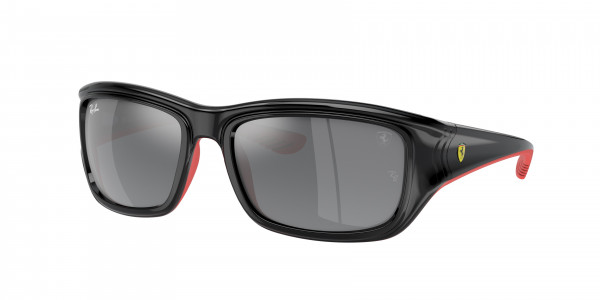 Ray-Ban RB4405M Sunglasses, F6016G BLACK ON RUBBER RED GREY MIRRO (BLACK)