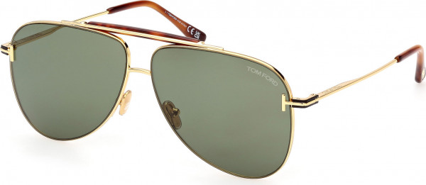 Tom Ford FT1018 BRADY Sunglasses, 30N - Shiny Deep Gold / Shiny Deep Gold