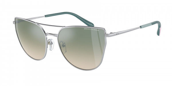 Armani Exchange AX2045S Sunglasses, 6043W0 SHINY SILVER GRADIENT GREEN MI (SILVER)