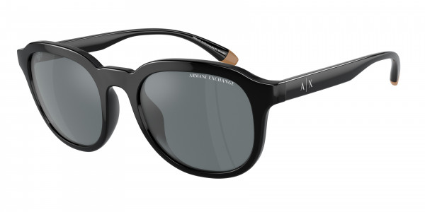 Armani Exchange AX4129SU Sunglasses, 81586G SHINY BLACK GREY MIRROR BLACK (BLACK)