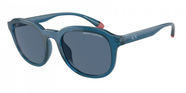Armani Exchange AX4129SU Sunglasses, 818780 SHINY TRANSPARENT BLUE DARK BL (BLUE)