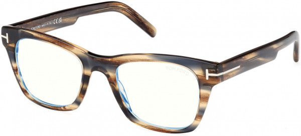 Tom Ford FT5886-B Eyeglasses, 045 - Shiny Tobacco Brown, Palladium, 