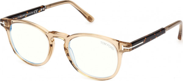 Tom Ford FT5891-B Eyeglasses, 047 - Shiny Light Brown / Dark Havana