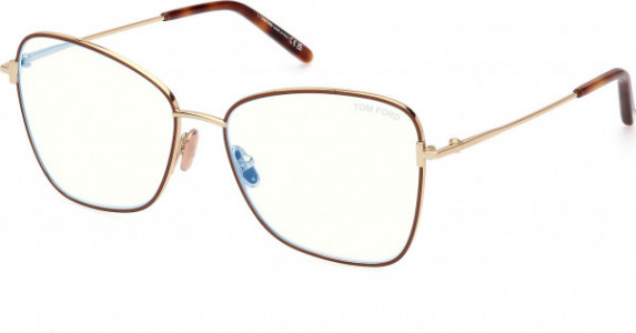 Tom Ford FT5906-B Eyeglasses, 046 - Light Brown/Monocolor / Shiny Deep Gold