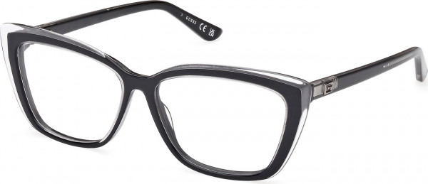 Guess GU2977 Eyeglasses, 005 - Black/Crystal / Black/Crystal