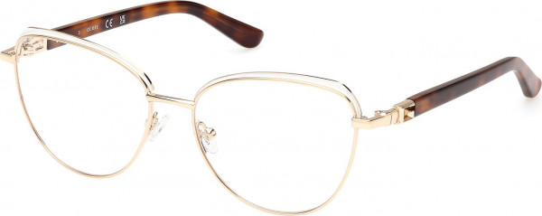 Guess GU2982 Eyeglasses, 024 - Shiny White / Blonde Havana