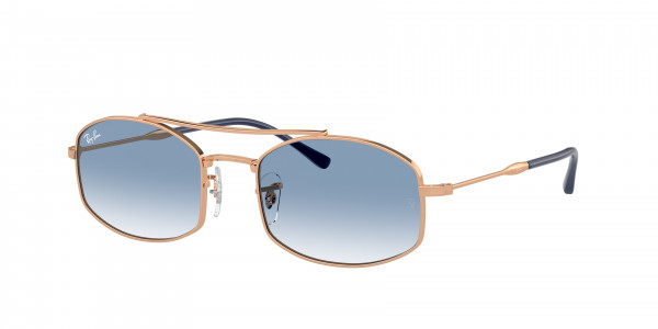 Ray-Ban RB3719 Sunglasses, 92623F ROSE GOLD CLEAR GRADIENT BLUE (GOLD)