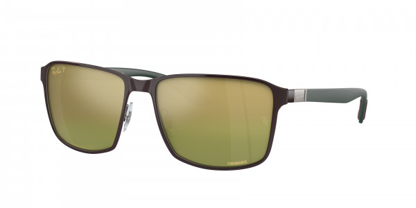 Ray-Ban RB3721CH Sunglasses, 188/6O BROWN ON GUNMETAL GREEN MIRROR (BROWN)