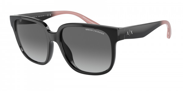 Armani Exchange AX4136SU Sunglasses, 821111 SHINY BLACK GRADIENT GREY (BLACK)