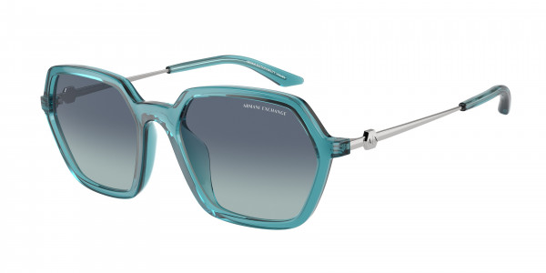 Armani Exchange AX4139SU Sunglasses, 82374S SHINY TRANSPARENT PETROLEUM AZ (BLUE)