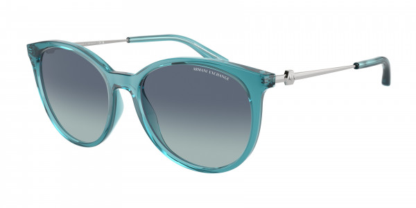 Armani Exchange AX4140S Sunglasses, 82374S SHINY TRANSPARENT PETROLEUM AZ (BLUE)