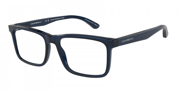 Emporio Armani EA3227 Eyeglasses, 6047 SHINY TRANSPARENT BLUE (BLUE)