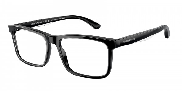 Emporio Armani EA3227 Eyeglasses, 6051 SHINY BLACK/TOP CRYSTAL (BLACK)