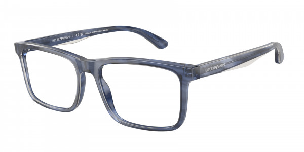 Emporio Armani EA3227 Eyeglasses, 6054 SHINY BLUE/TOP SMOKE (BLUE)