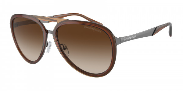 Emporio Armani EA2145 Sunglasses, 336013 SHINY TRANSPARENT BROWN GRADIE (BROWN)