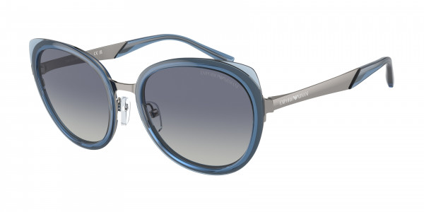 Emporio Armani EA2146 Sunglasses, 33624L SHINY GUNMETAL/BLUE GRADIENT B (GREY)
