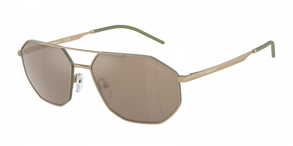 Emporio Armani EA2147 Sunglasses, 30025A MATTE GOLD LIGHT BROWN MIRROR (GOLD)