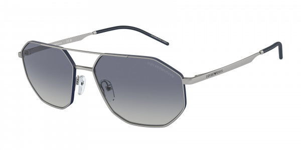 Emporio Armani EA2147 Sunglasses, 30454L MATTE SILVER BLUE GRADIENT (SILVER)