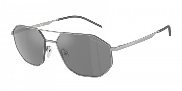 Emporio Armani EA2147 Sunglasses, 30456G MATTE SILVER GREY MIRROR SILVE (SILVER)