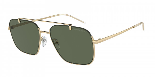 Emporio Armani EA2150 Sunglasses, 301371 SHINY PALE GOLD DARK GREEN (GOLD)