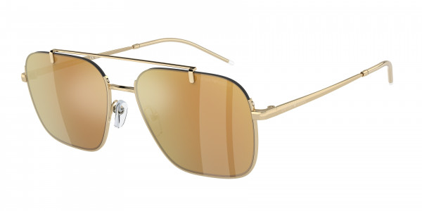 Emporio Armani EA2150 Sunglasses, 301378 SHINY PALE GOLD BROWN MIRROR G (GOLD)