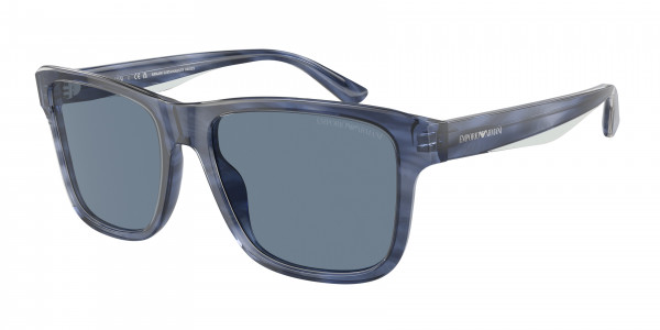 Emporio Armani EA4208F Sunglasses, 605480 SHINY BLUE/TOP SMOKE DARK BLUE (BLUE)