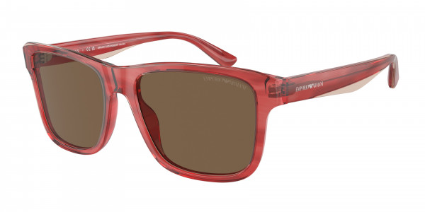 Emporio Armani EA4208 Sunglasses, 605373 SHINY BORDEAUX/TOP SMOKE DARK (RED)