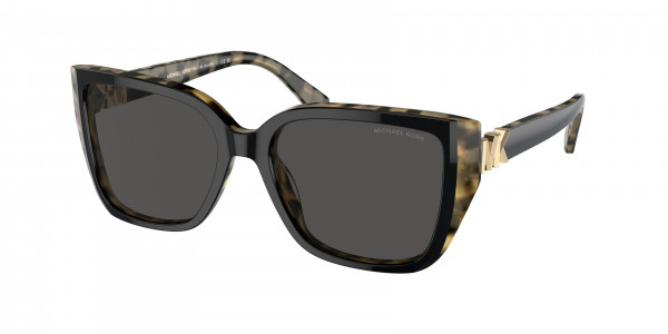Michael Kors MK2199 ACADIA Sunglasses, 395087 ACADIA BI-LAYER BLACK/AMBER TO (BLACK)