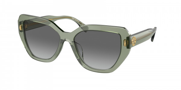 Tory Burch TY7194U Sunglasses, 194111 TRANSPARENT SAGE LIGHT GREY GR (GREEN)