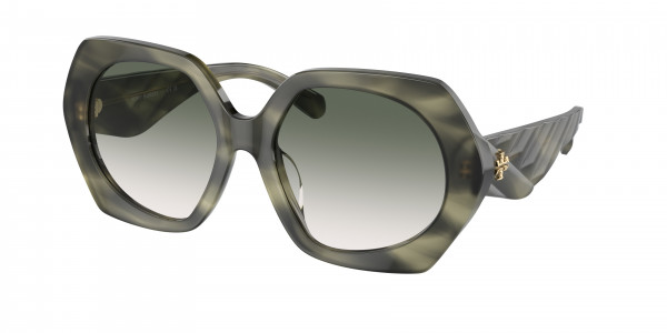 Tory Burch TY7195F Sunglasses, 19562A GREEN HORN CLEAR GRADIENT DARK (GREEN)