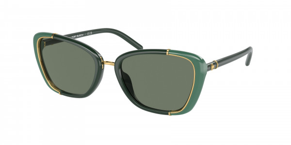 Tory Burch TY9074U Sunglasses, 19603H GREEN DARK GREEN (GREEN)
