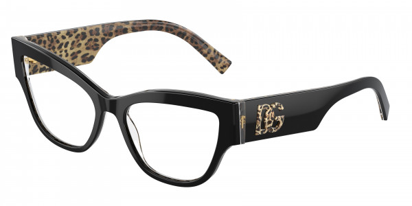 Dolce & Gabbana DG3378 Eyeglasses, 3299 BLACK ON LEO BROWN (BLACK)