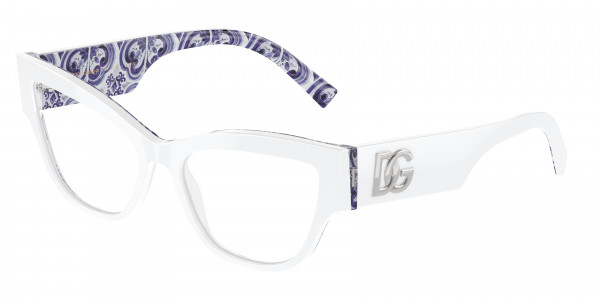 Dolce & Gabbana DG3378 Eyeglasses, 3371 WHITE ON BLUE MAIOLICA (WHITE)