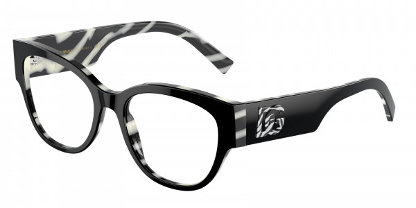 Dolce & Gabbana DG3377 Eyeglasses, 3372 BLACK ON ZEBRA (BLACK)