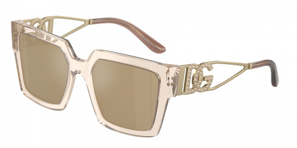 Dolce & Gabbana DG4446B Sunglasses, 343203 TRANSPARENT CAMEL CLEAR MIRROR (BROWN)