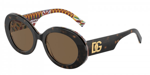 Dolce & Gabbana DG4448F Sunglasses, 321773 HAVANA ON WHITE BARROW DARK BR (TORTOISE)