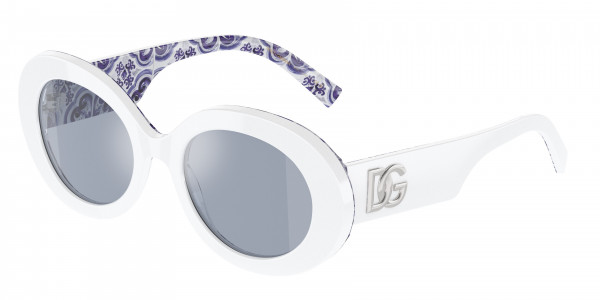 Dolce & Gabbana DG4448F Sunglasses, 337155 WHITE ON BLUE MAIOLICA LIGHT B (WHITE)