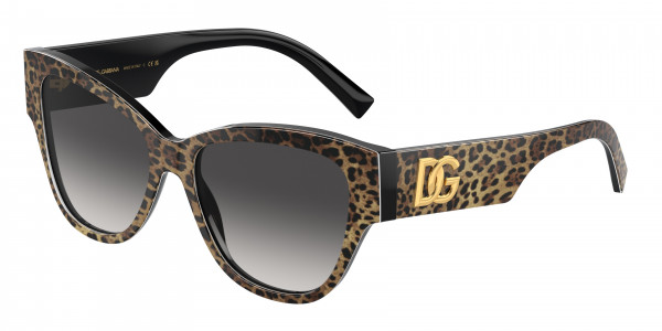 Dolce & Gabbana DG4449 Sunglasses, 31638G LEO BROWN ON BLACK GREY GRADIE (BROWN)